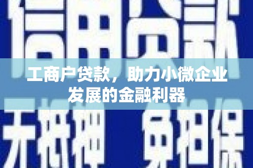 肥东工商户贷款，助力小微企业发展的金融利器