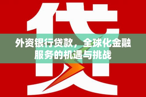 肥东外资银行贷款，全球化金融服务的机遇与挑战