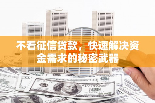 肥东不看征信贷款，快速解决资金需求的秘密武器