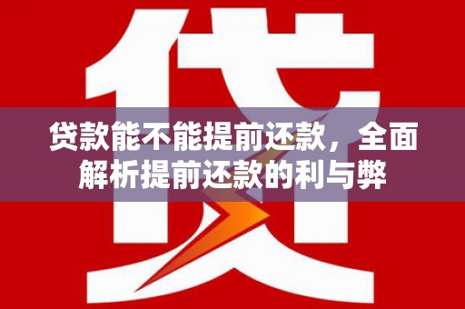 肥东贷款能不能提前还款，全面解析提前还款的利与弊