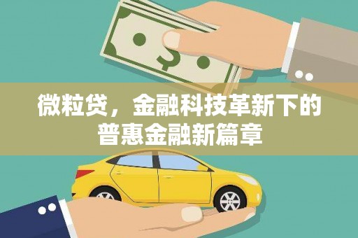 肥东微粒贷，金融科技革新下的普惠金融新篇章