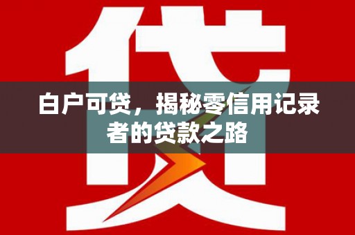 肥东白户可贷，揭秘零信用记录者的贷款之路