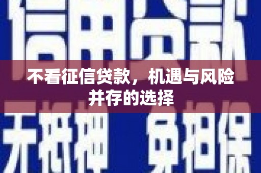 肥东不看征信贷款，机遇与风险并存的选择